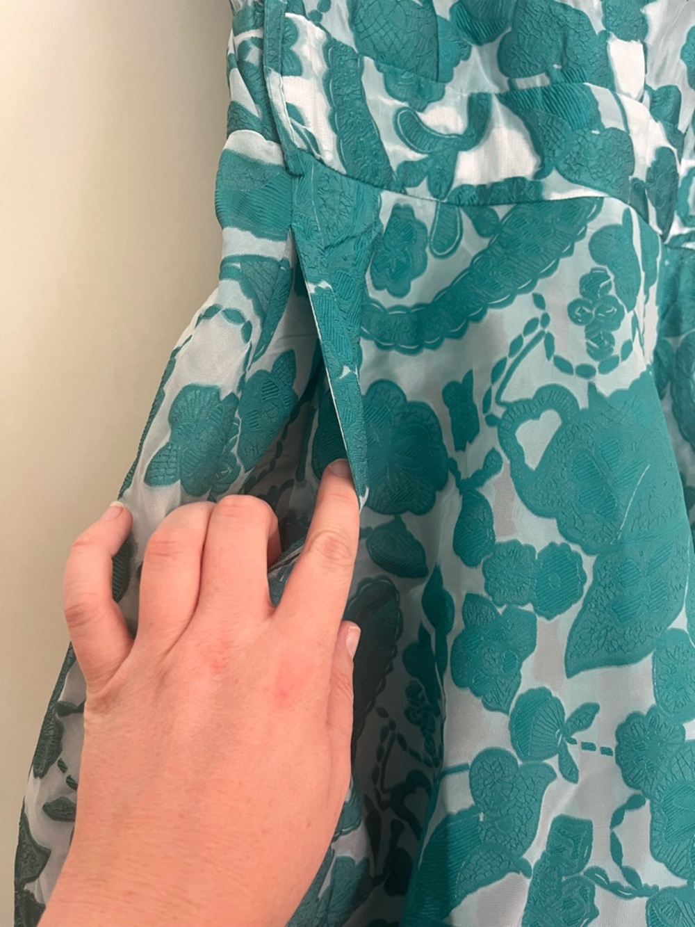 Teal Floral Maxi Dress with Defined Waist - Women - Picture 5 of 6